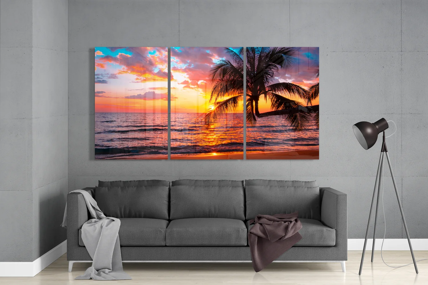 Sunset at the Beach Mega Glass Wall Art - Image 3