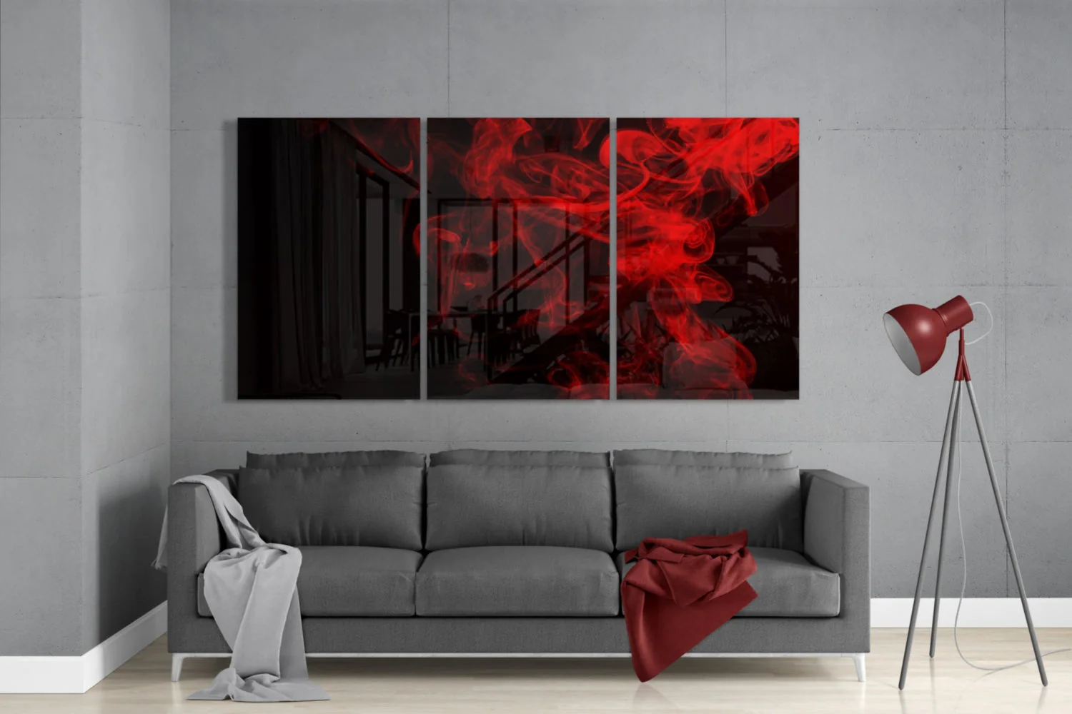 Red Smoke Mega Glass Wall Art - Image 3