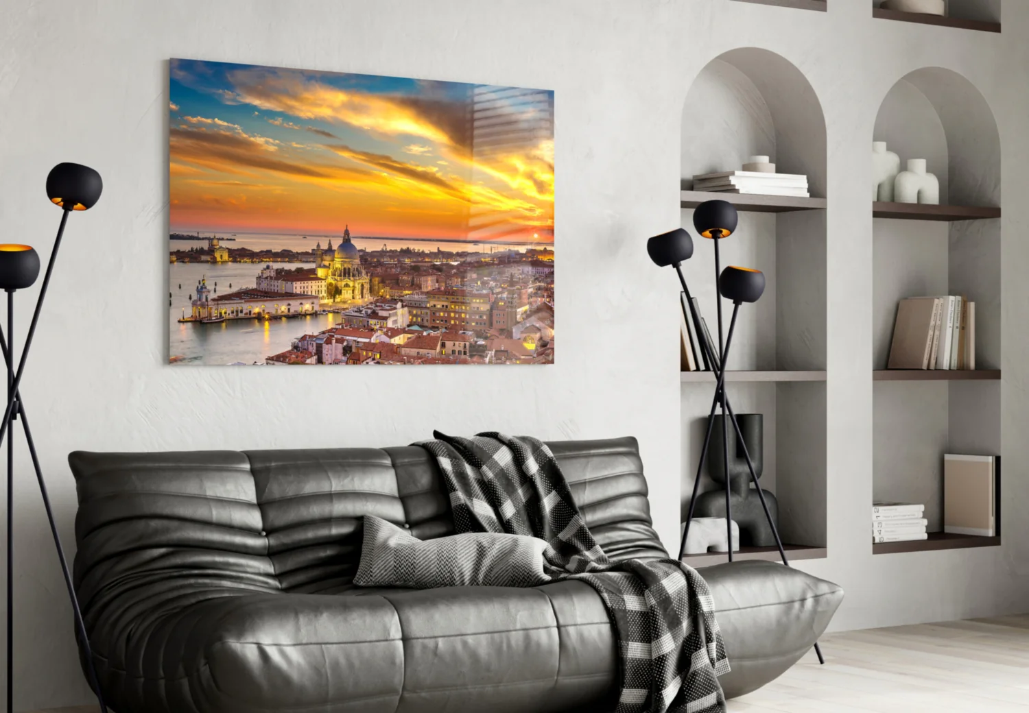 Sunset in Venice Glass Wall Art - Image 4
